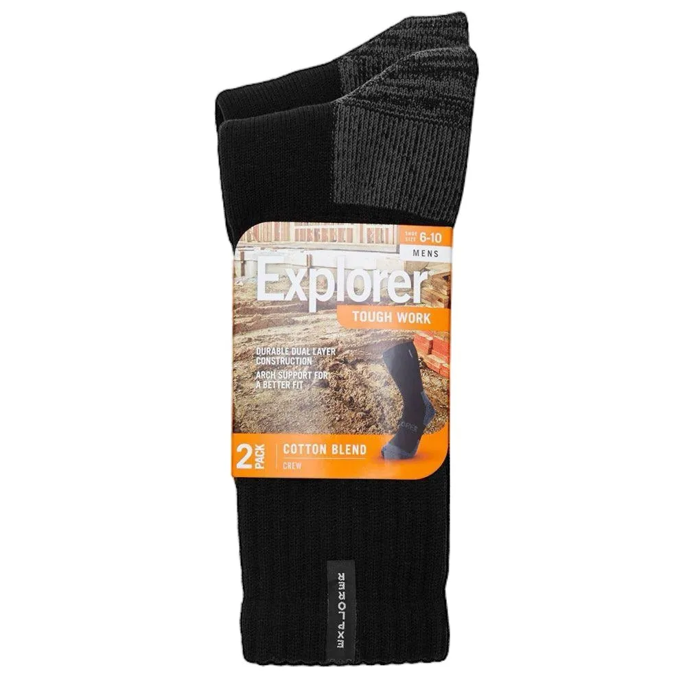 10 x Explorer Tough Work Socks Wool Cotton Blend Durable Outdoor Crew