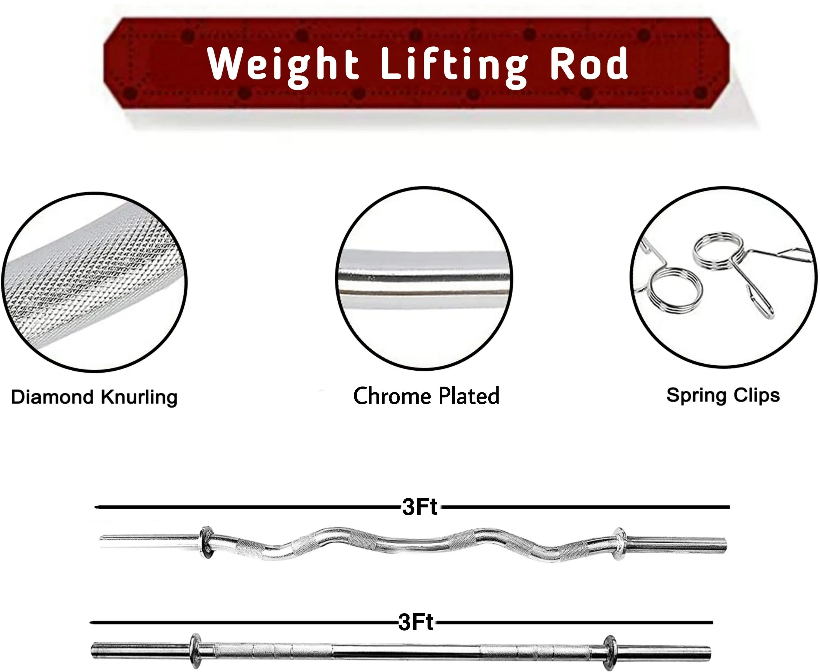 12kg Home Gym Equipment | 3ft Curl Rod | 3ft Straight   One Pair Dumbbell Rods | Weight Plates