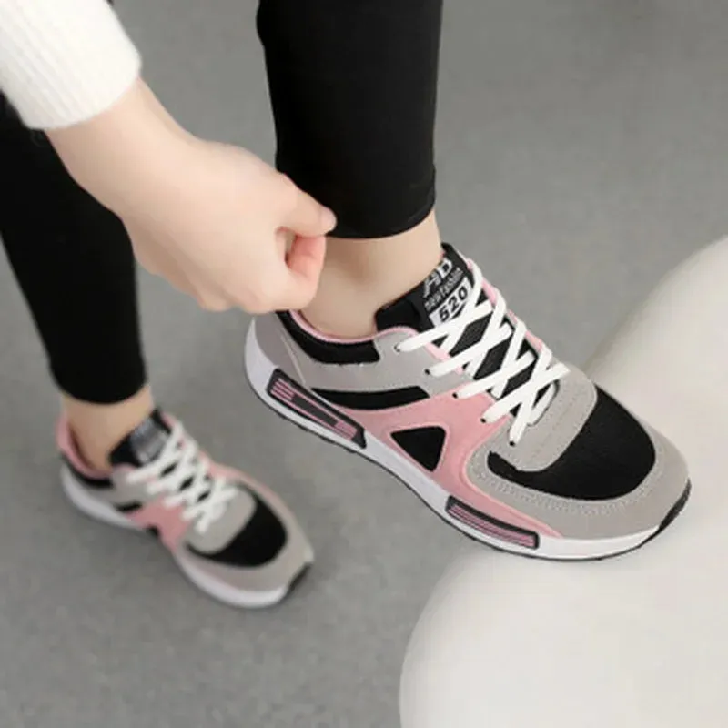 2024 Women's Casual Lace-Up Sneakers – Breathable Mesh Flats, Fashionable Ladies' Shoes