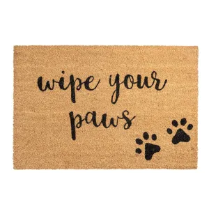 90cm x 60cm Wipe Your Paws Coir Door Mat - By Nicola Spring