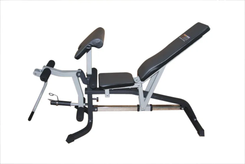 Adjustable FID Bench Press w/ Leg Extension, Steel Frame