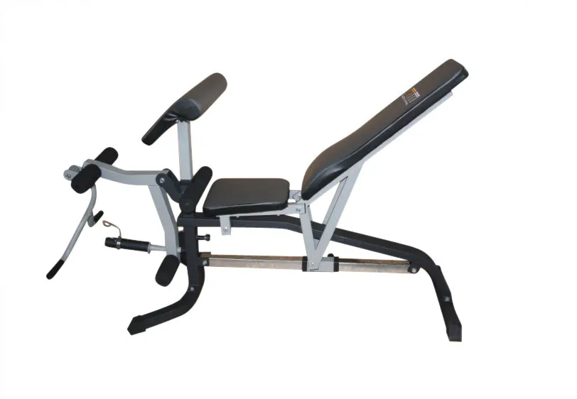 Adjustable FID Bench Press w/ Leg Extension, Steel Frame