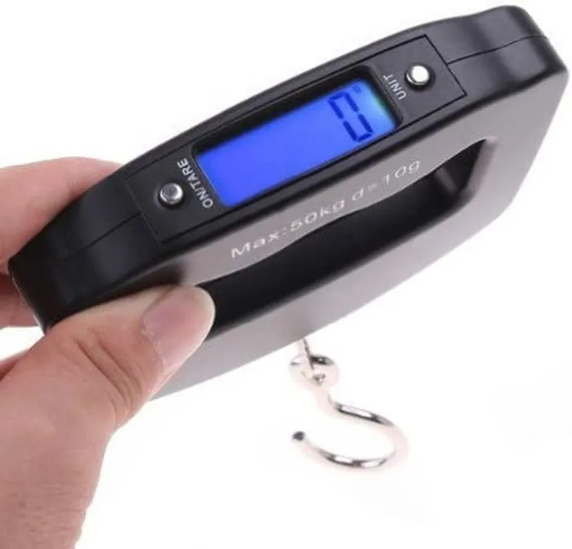 AFUNTA 50Kg 10G LCD Home Electronic Digital Portable Hanging Weight Hook Travel Luggage Scale