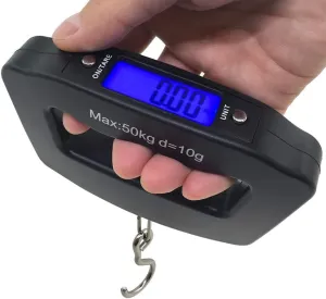 AFUNTA 50Kg 10G LCD Home Electronic Digital Portable Hanging Weight Hook Travel Luggage Scale