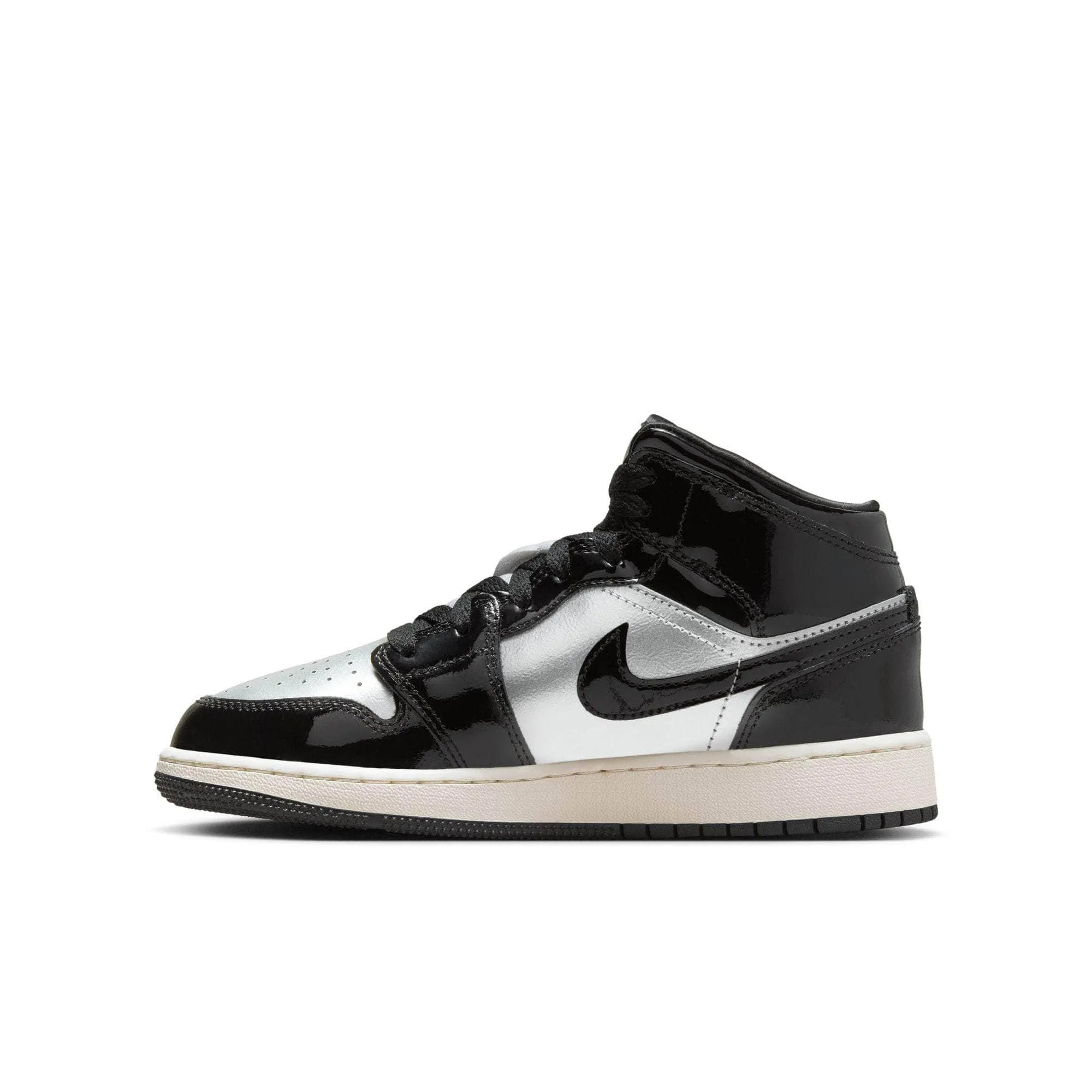 Air Jordan 1 Mid SE "Black Metallic Silver" - Boy's Grade School