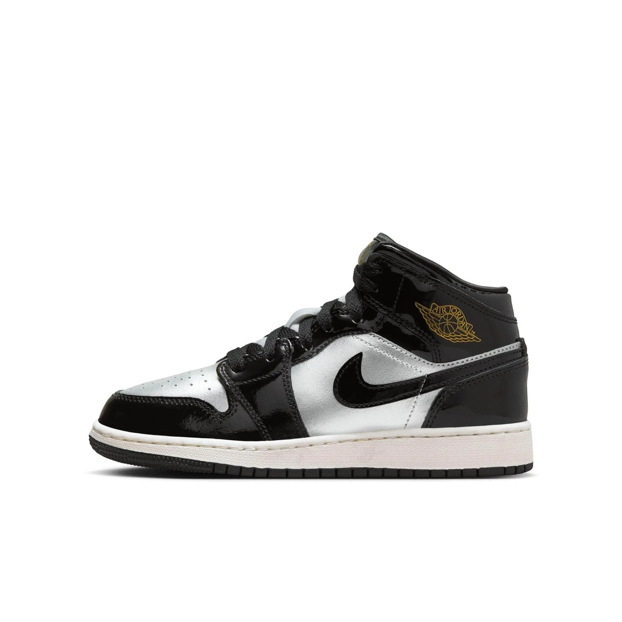 Air Jordan 1 Mid SE "Black Metallic Silver" - Boy's Grade School