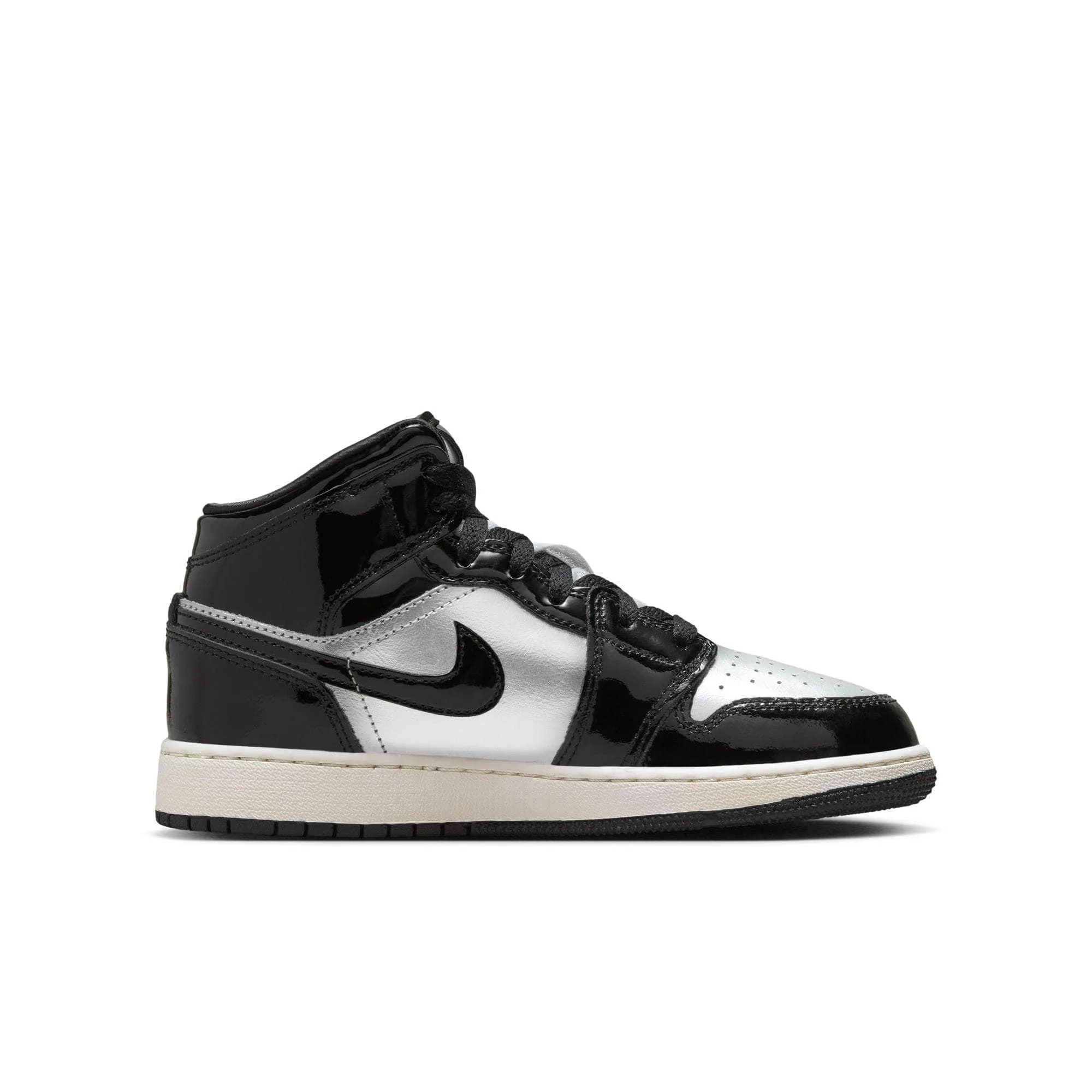 Air Jordan 1 Mid SE "Black Metallic Silver" - Boy's Grade School