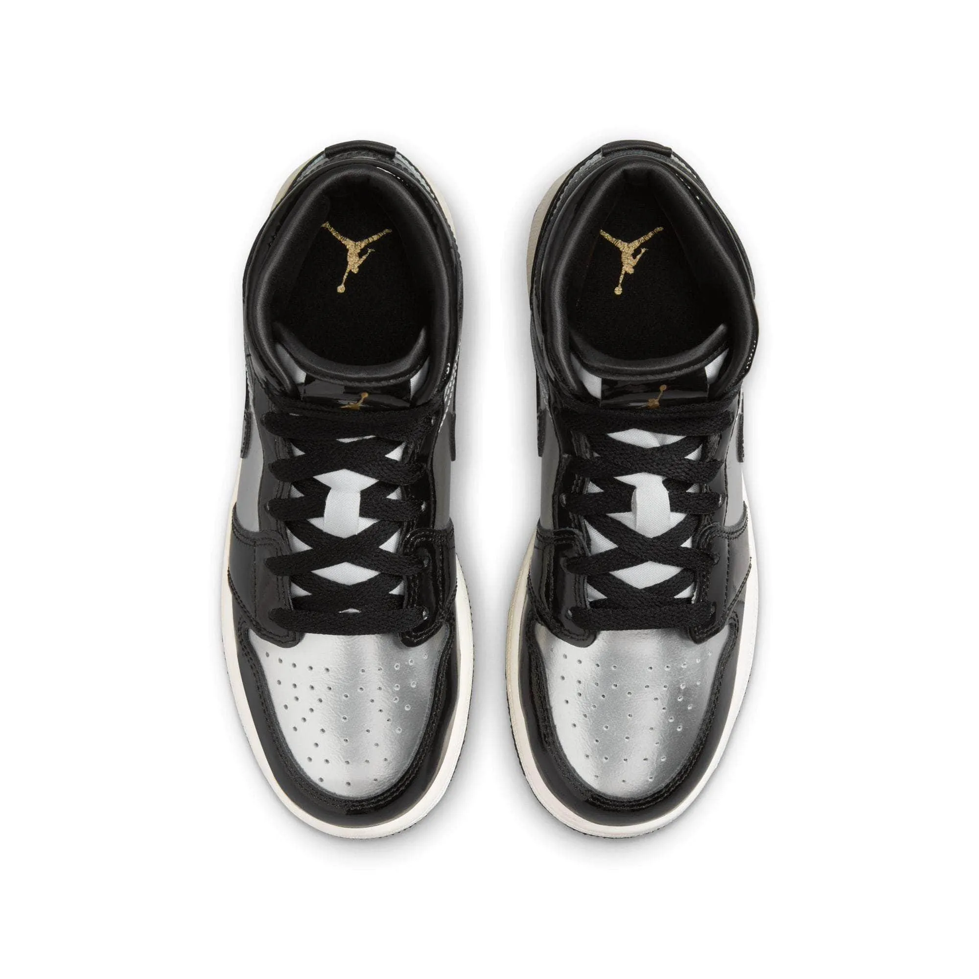 Air Jordan 1 Mid SE "Black Metallic Silver" - Boy's Grade School