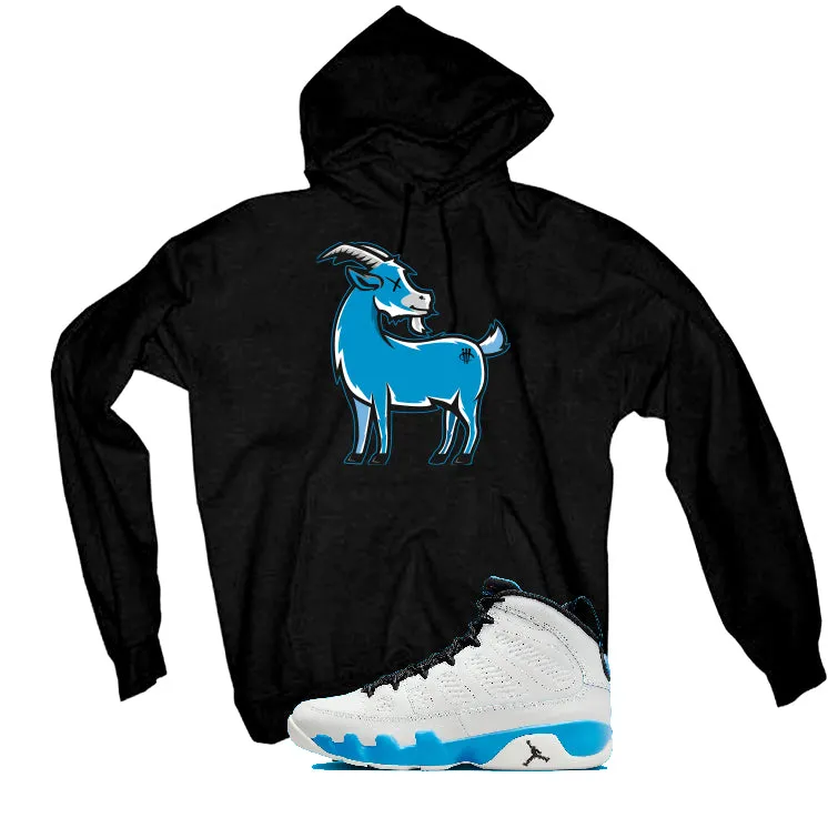 Air Jordan 9 “Powder Blue” | illcurrency Black T-Shirt (GOAT TEE)