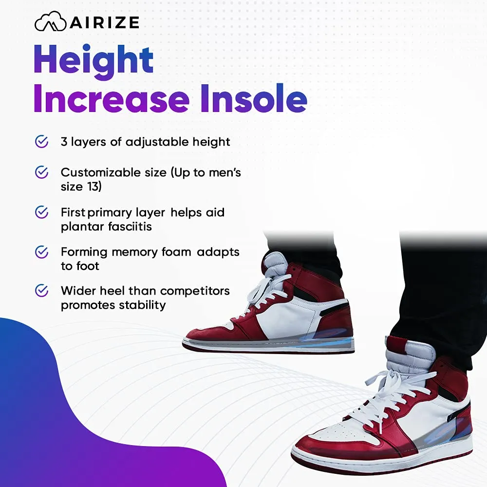 Airize - Height Increase Insole, Shoe Lifts, Height Increase Shoes - All Gender Height Insoles, Lifts for Men, Heel Inserts for Women - Shoe Inserts to Make You Taller, Height Increase Insole