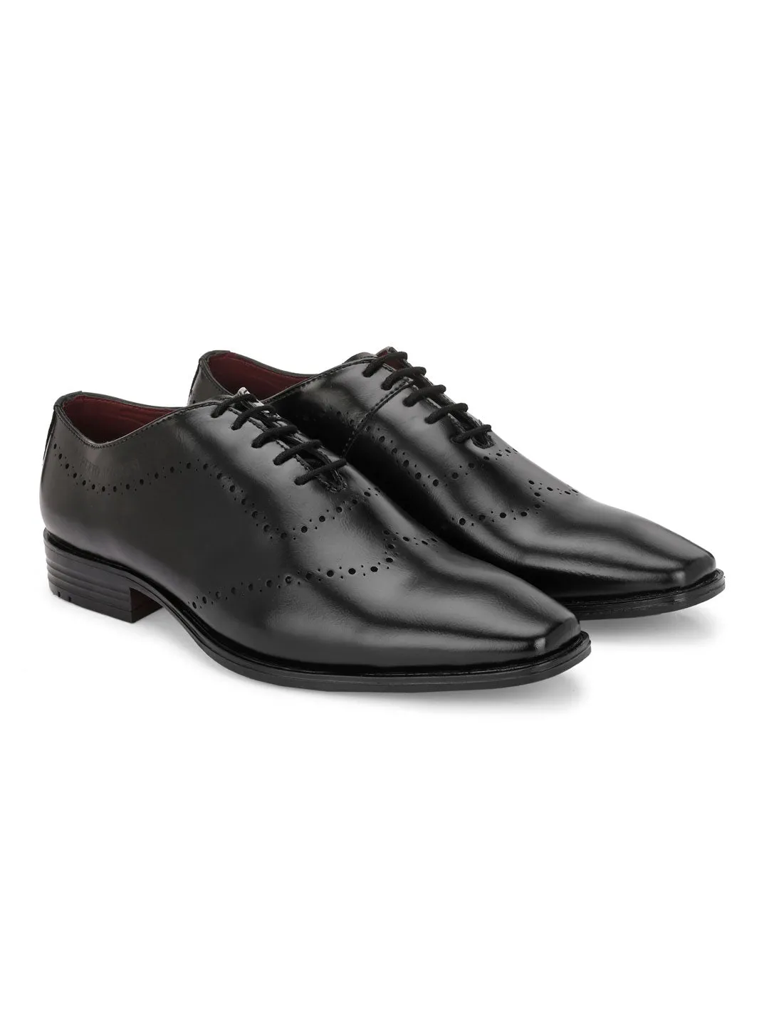 Alberto Torresi Black Laser Cut Laceup Formal Shoes