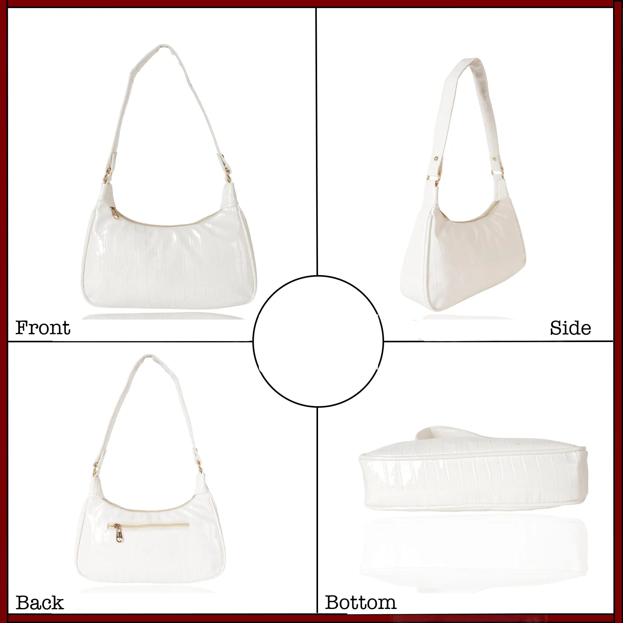 ALNA Shoulder Bags for Women | Mini Handbags with Croc Pattern | Shoulder Bag-White