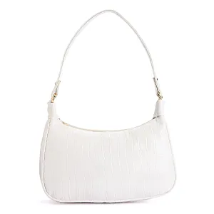 ALNA Shoulder Bags for Women | Mini Handbags with Croc Pattern | Shoulder Bag-White