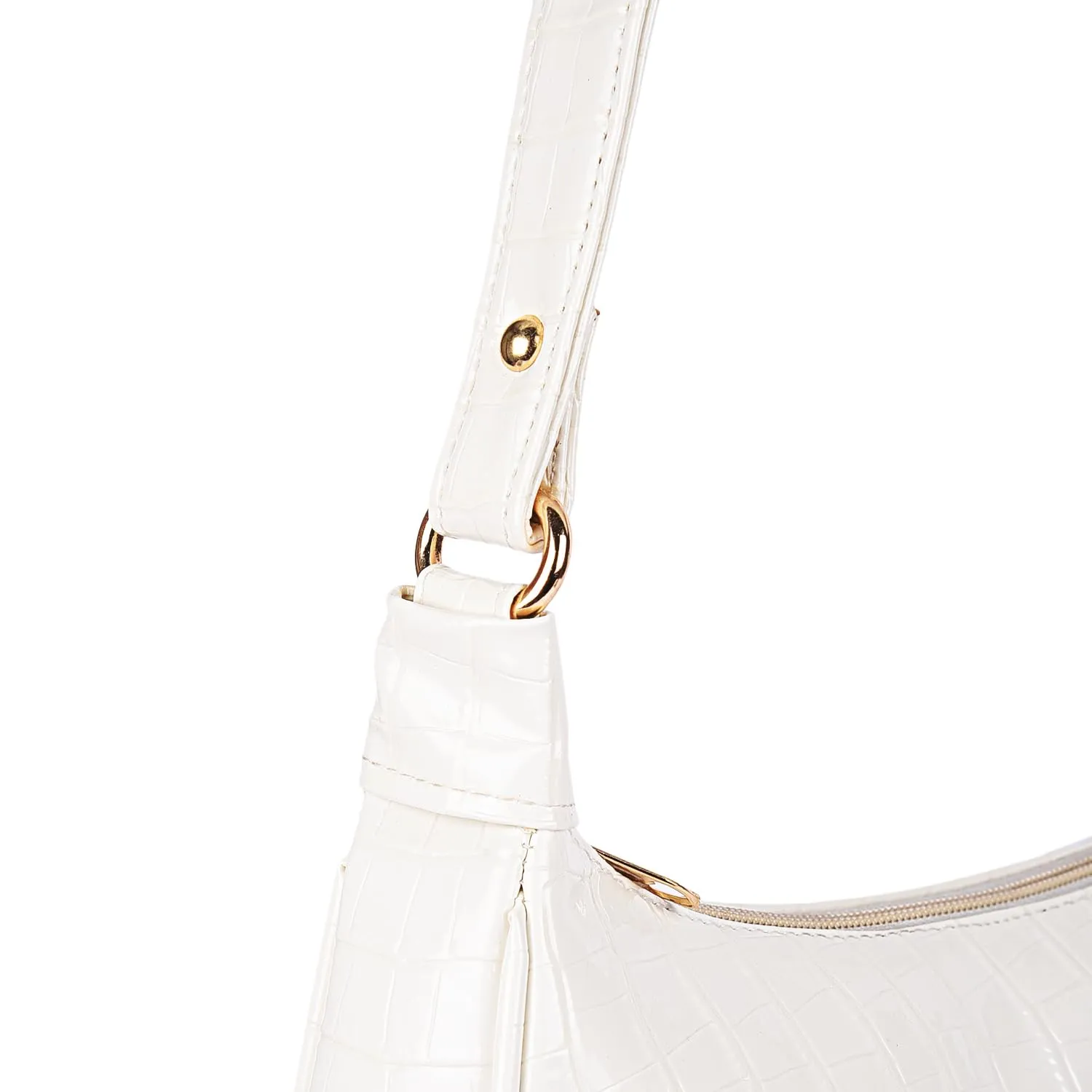 ALNA Shoulder Bags for Women | Mini Handbags with Croc Pattern | Shoulder Bag-White