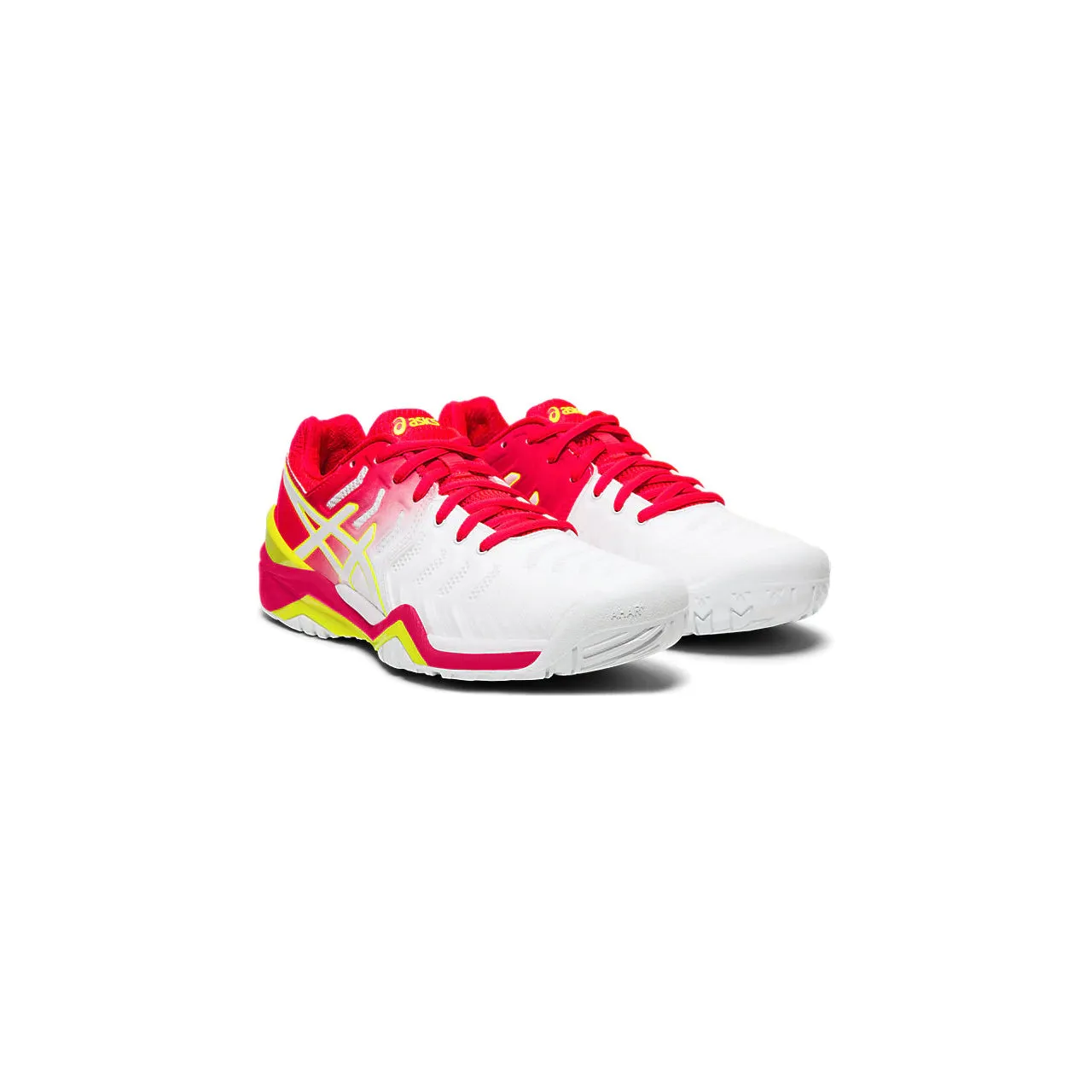 Asics Gel Resolution 7 White Pink Yellow Womens Tennis Shoes