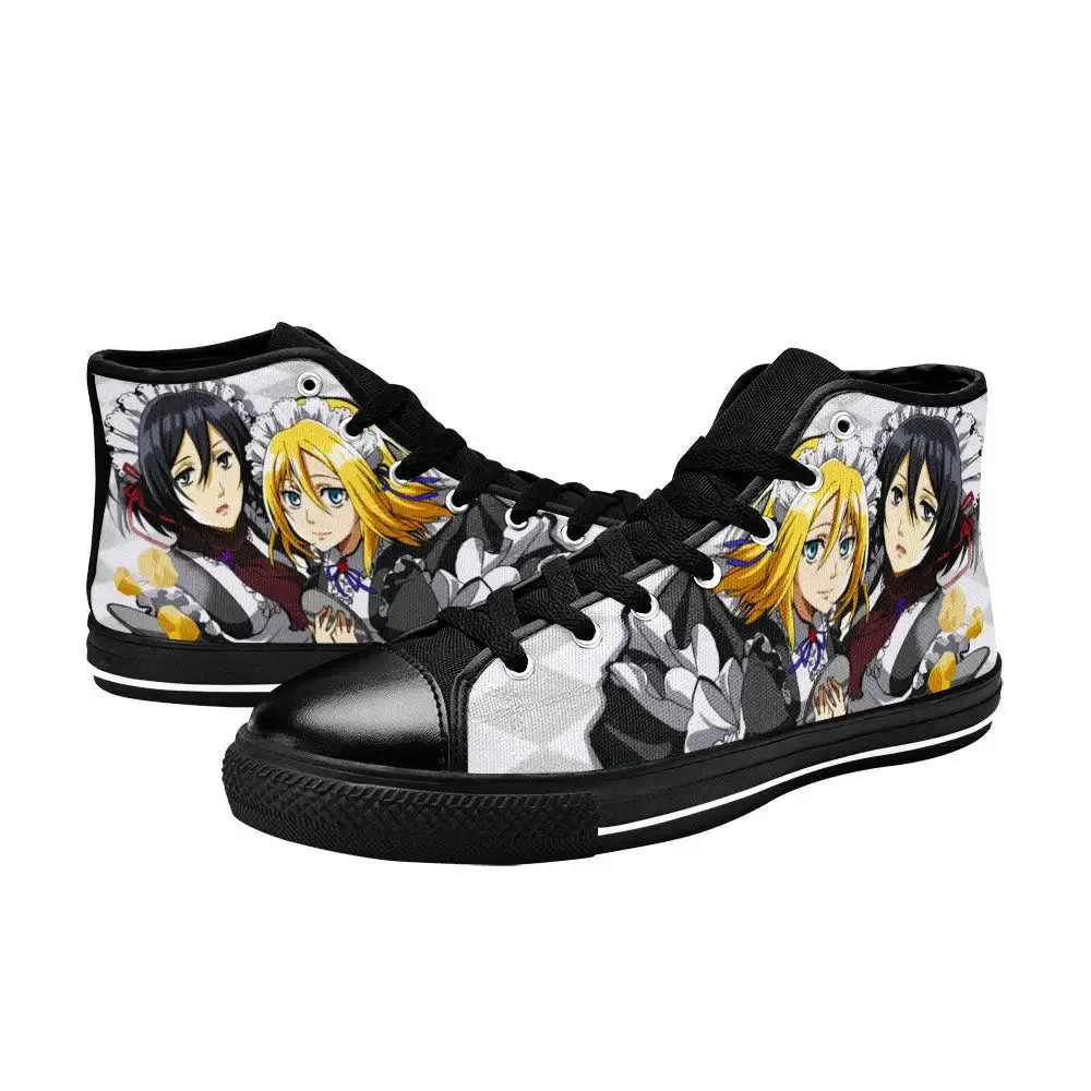 Attack on Titan Mikasa Historia Shoes High Tops Sneakers for Kids and Adults