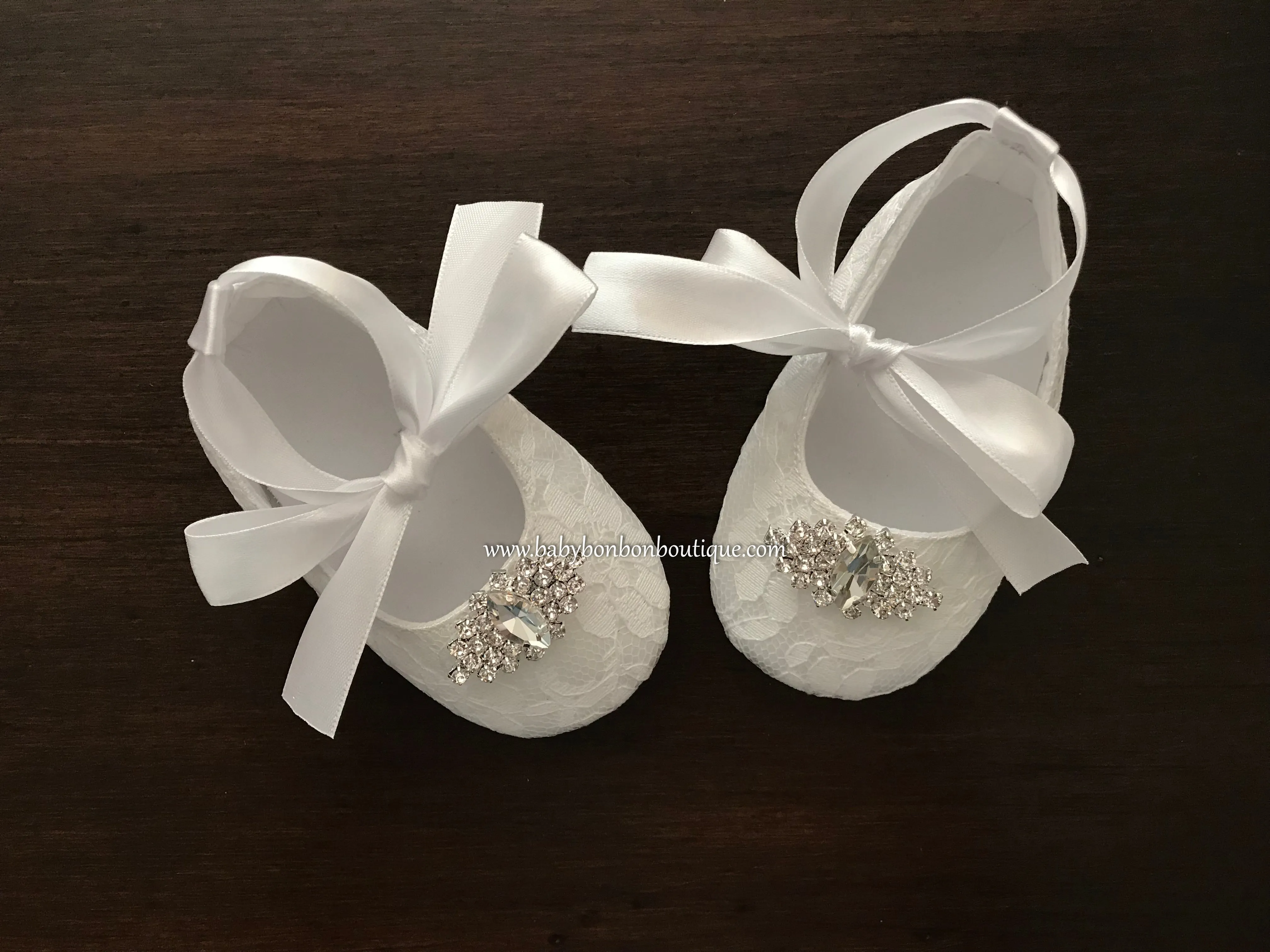 Baby Girl Ivory Baptism Shoes with Rhinestones