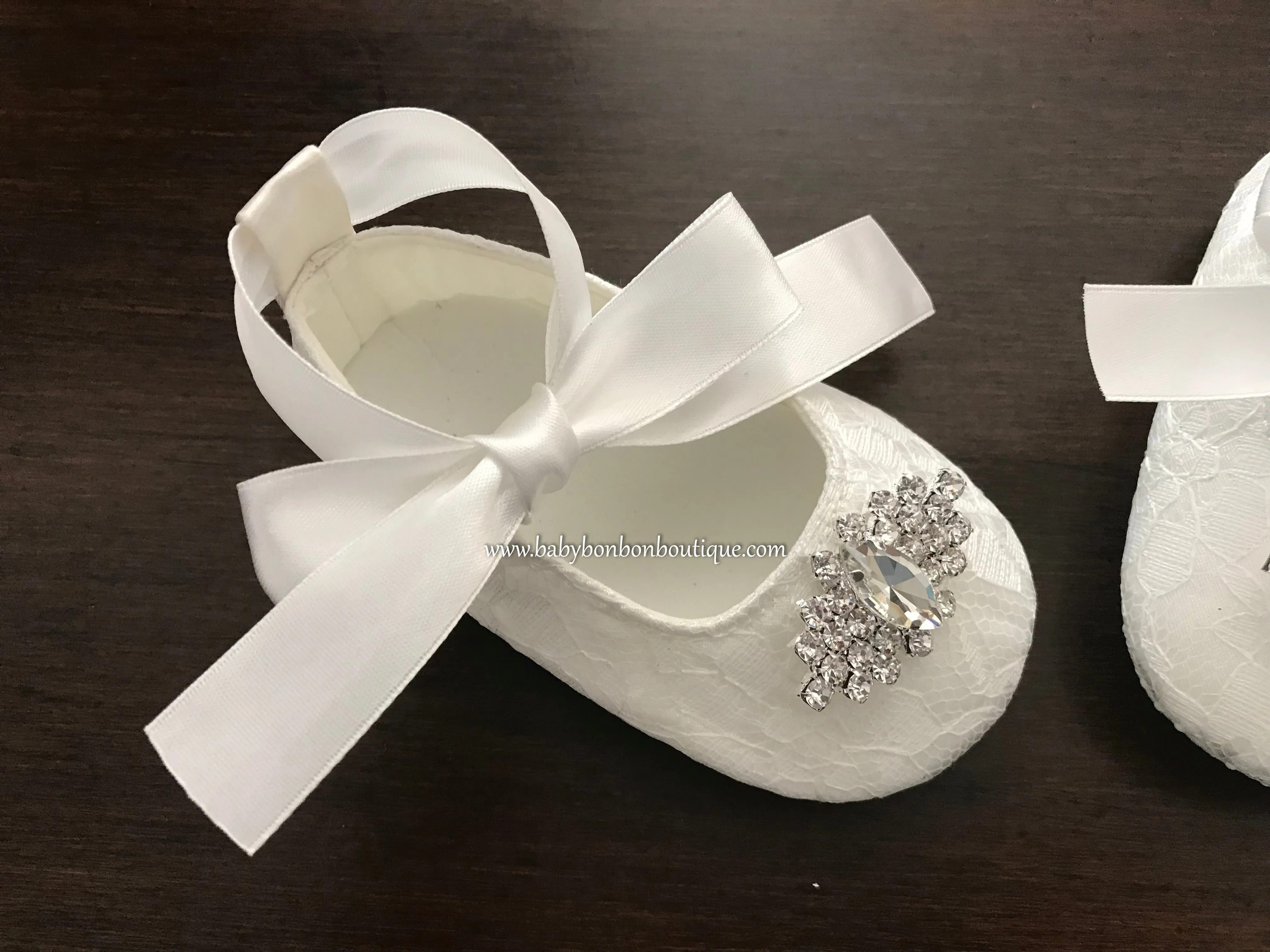 Baby Girl Ivory Baptism Shoes with Rhinestones