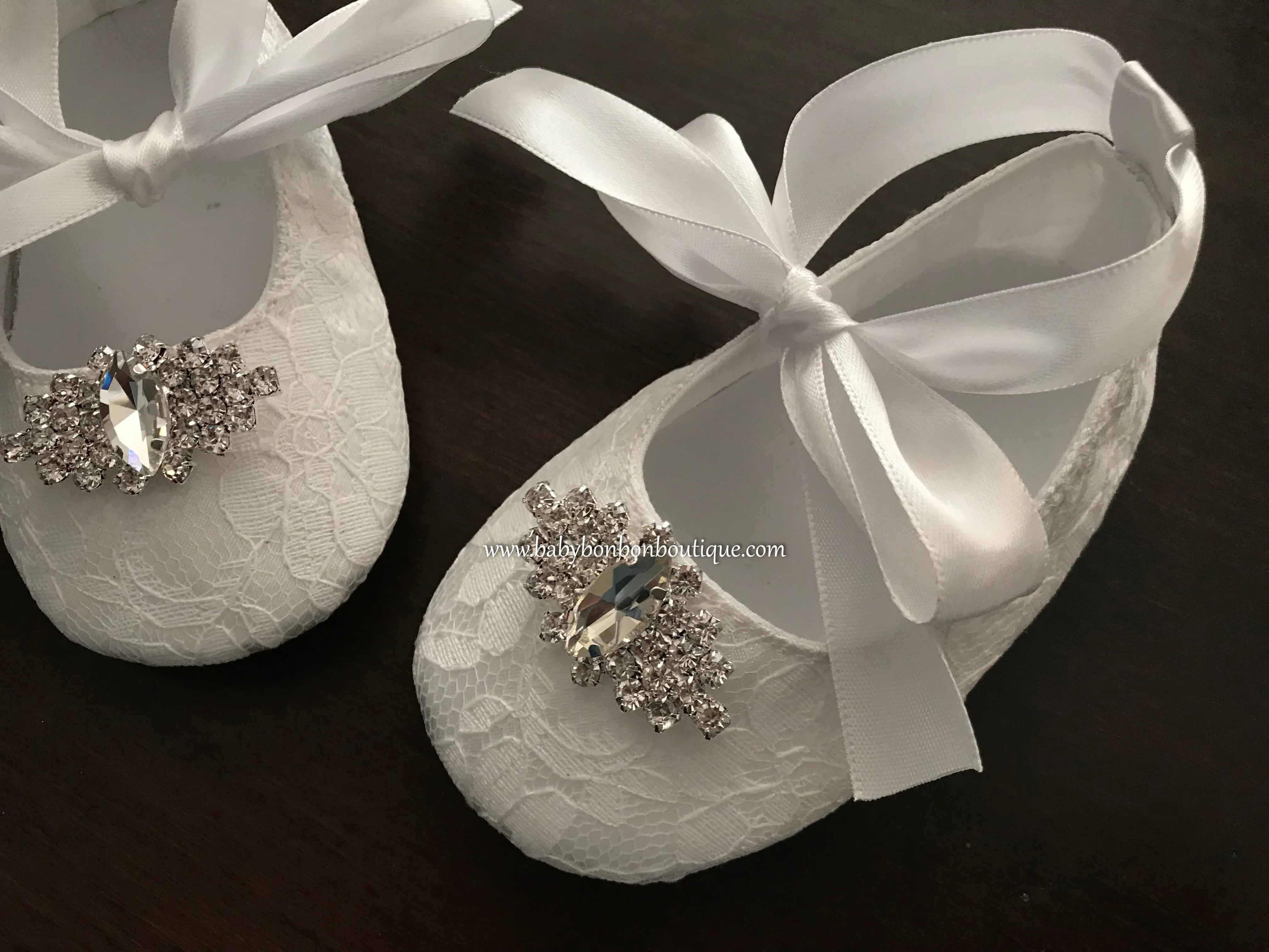 Baby Girl Ivory Baptism Shoes with Rhinestones