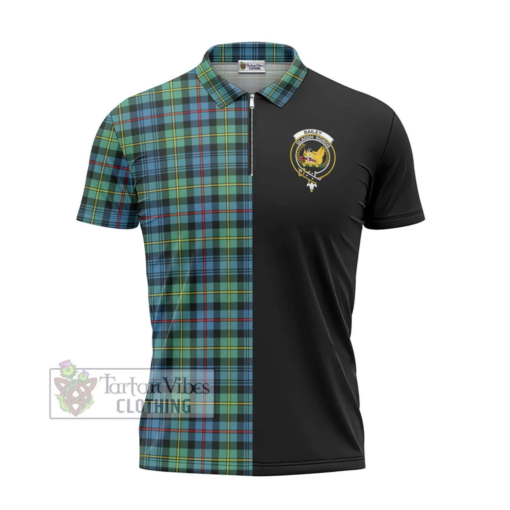 Bailey Ancient Tartan Zipper Polo Shirt with Family Crest and Half Of Me Style