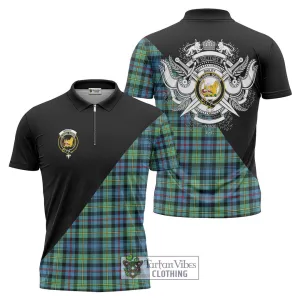 Bailey Ancient Tartan Zipper Polo Shirt with Family Crest and Military Logo Style