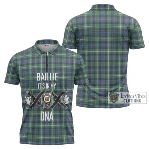 Baillie Ancient Tartan Zipper Polo Shirt with Family Crest DNA In Me Style