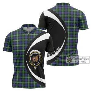 Baillie (Bailey) Tartan Zipper Polo Shirt with Family Crest Circle Style