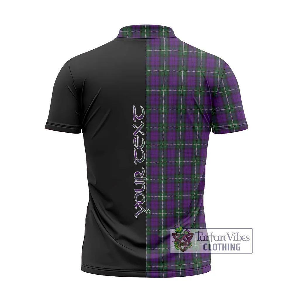 Baillie Highland Society Tartan Zipper Polo Shirt with Family Crest and Half Of Me Style