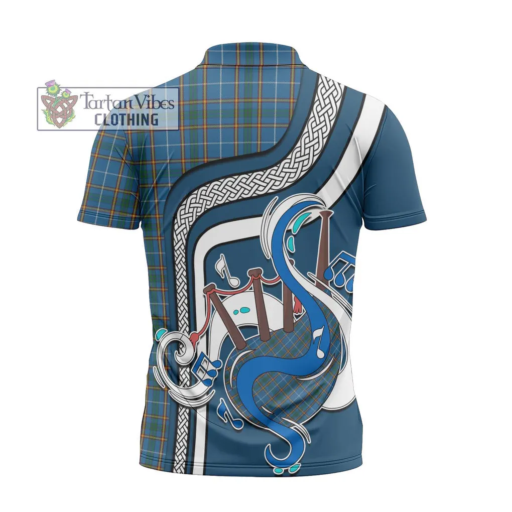 Bain Tartan Zipper Polo Shirt with Epic Bagpipe Style