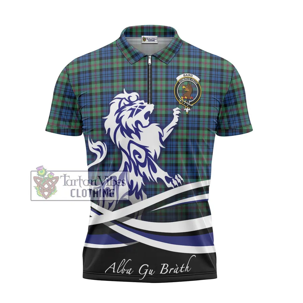 Baird Ancient Tartan Zipper Polo Shirt with Alba Gu Brath Regal Lion Emblem