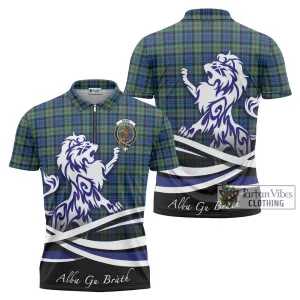 Baird Ancient Tartan Zipper Polo Shirt with Alba Gu Brath Regal Lion Emblem