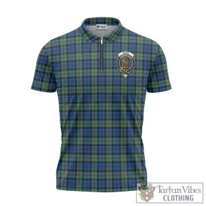 Baird Ancient Tartan Zipper Polo Shirt with Family Crest