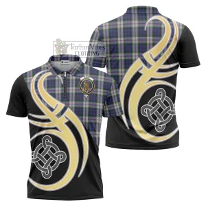 Baird Dress Tartan Zipper Polo Shirt with Family Crest and Celtic Symbol Style