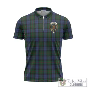 Baird Tartan Zipper Polo Shirt with Family Crest