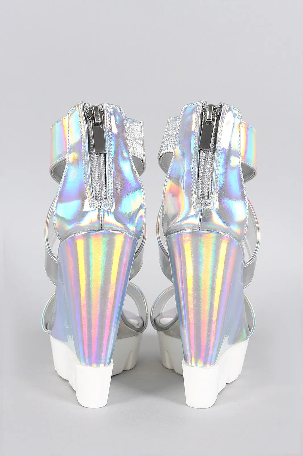 Bamboo Hologram Lug Sole Platform Wedge