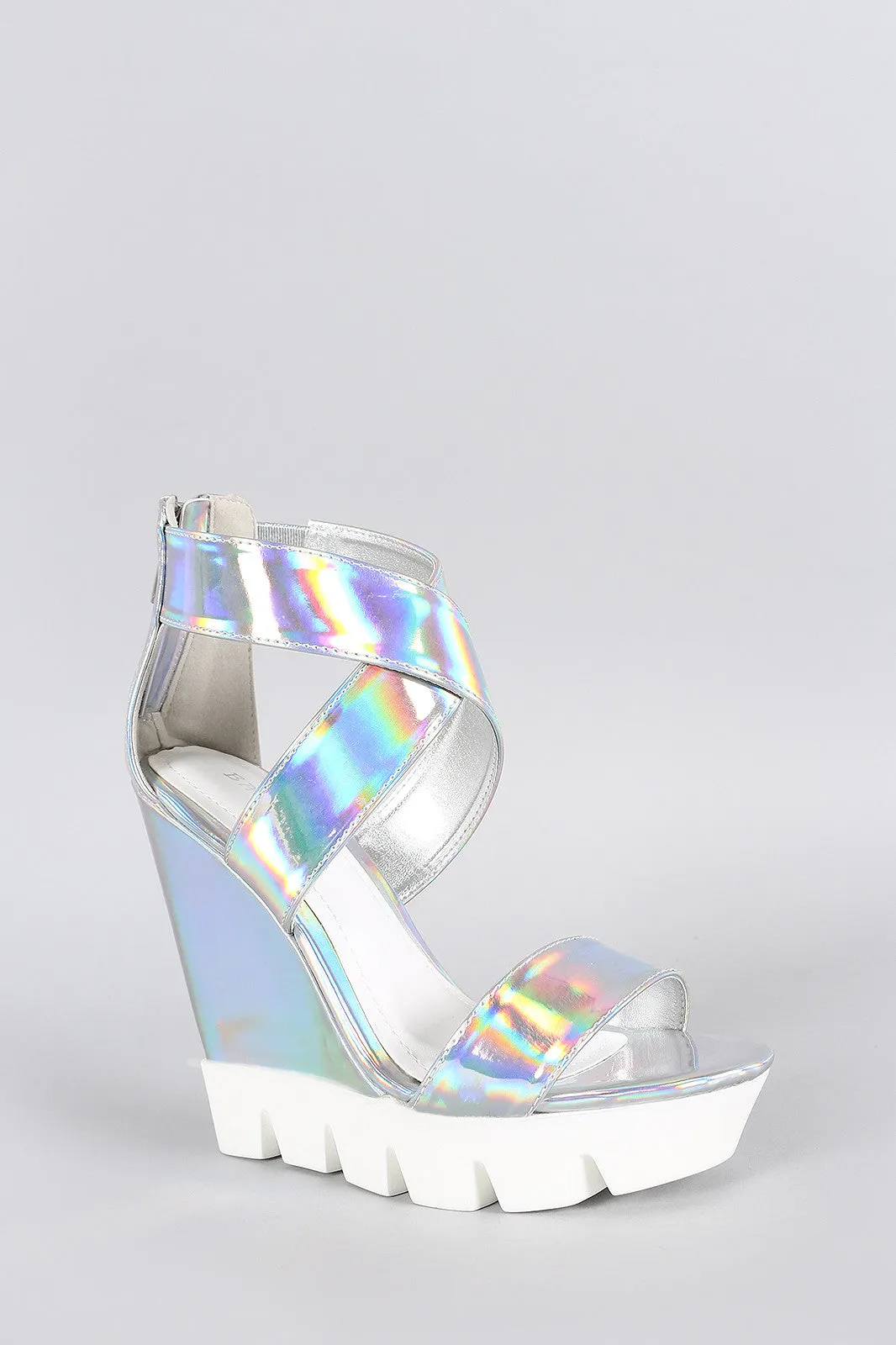 Bamboo Hologram Lug Sole Platform Wedge