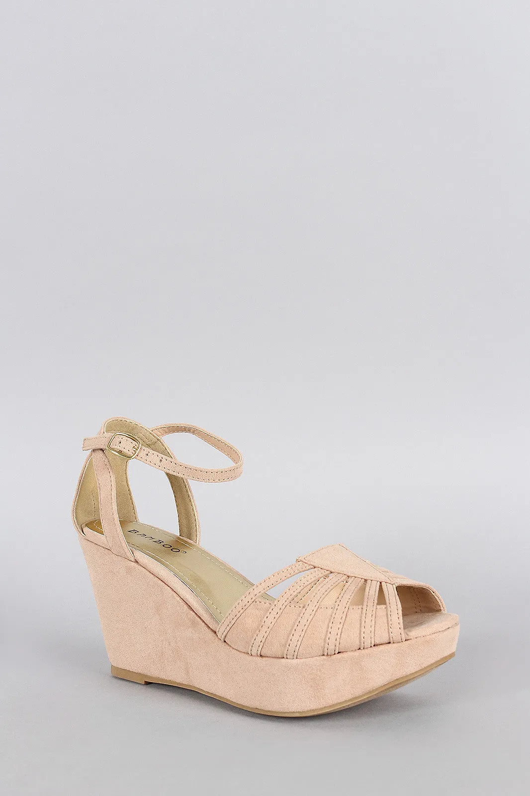 Bamboo Intricate Peep Toe Wedge