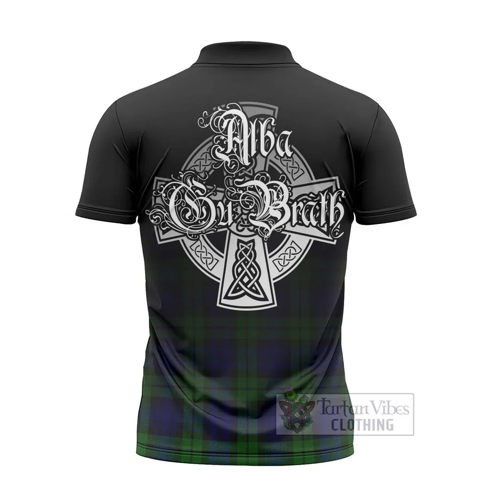 Bannatyne Tartan Zipper Polo Shirt Featuring Alba Gu Brath Family Crest Celtic Inspired