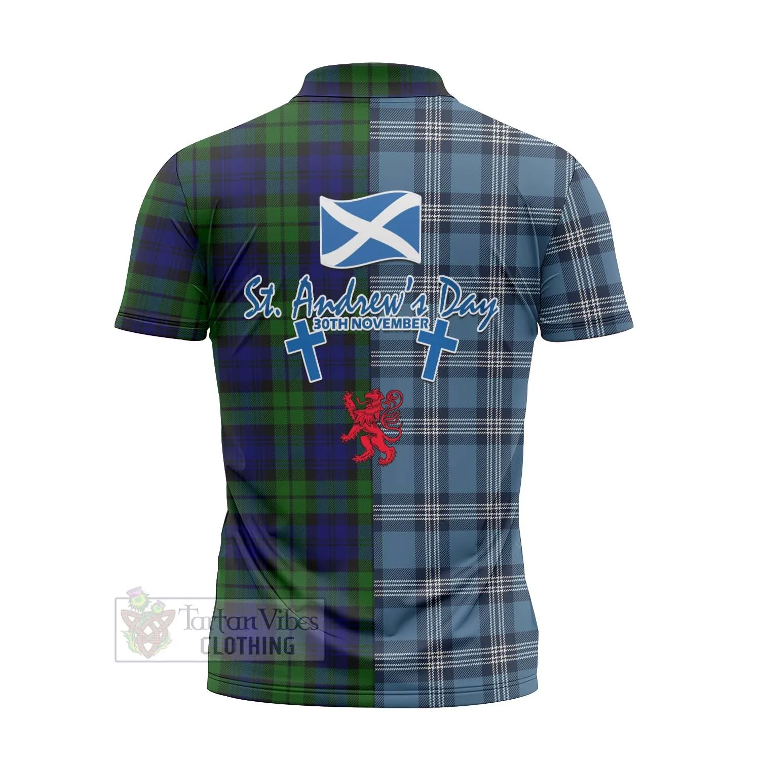 Bannatyne Tartan Zipper Polo Shirt Happy St. Andrew's Day Half Tartan Style