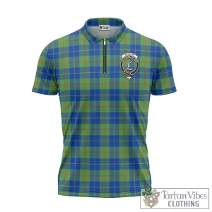 Barclay Hunting Ancient Tartan Zipper Polo Shirt with Family Crest