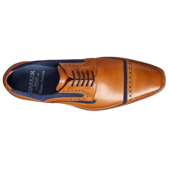 BARKER Haig Shoes - Mens Derby - Cedar Calf & Blue Suede