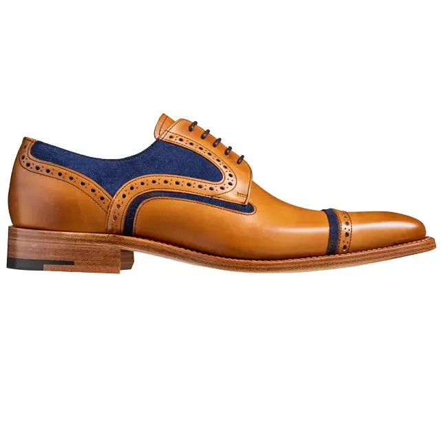 BARKER Haig Shoes - Mens Derby - Cedar Calf & Blue Suede