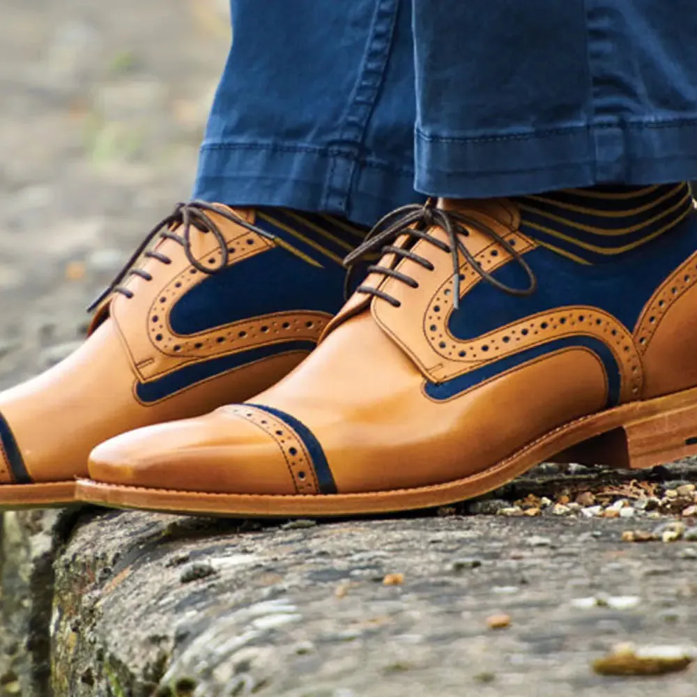 BARKER Haig Shoes - Mens Derby - Cedar Calf & Blue Suede