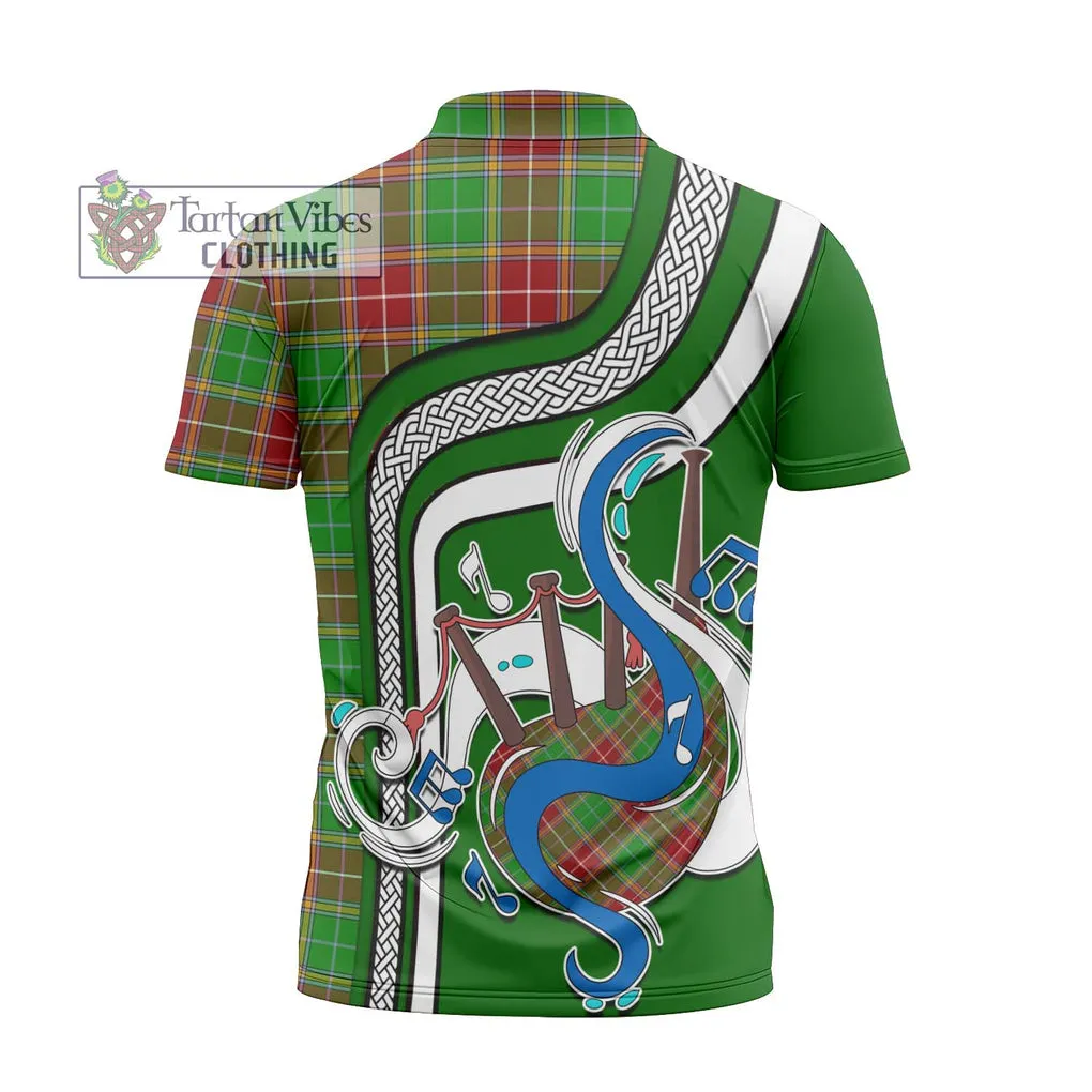 Baxter Modern Tartan Zipper Polo Shirt with Epic Bagpipe Style