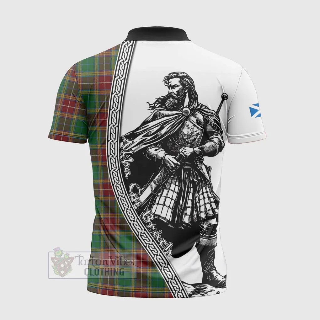 Baxter Tartan Clan Crest Zipper Polo Shirt with Highlander Warrior Celtic Style