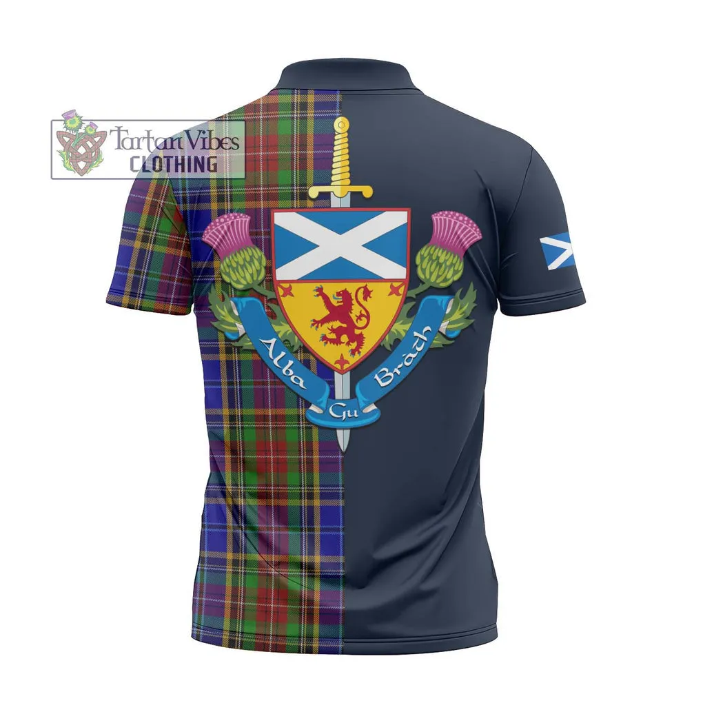 Beattie Tartan Zipper Polo Shirt Alba with Scottish Lion Royal Arm Half Style