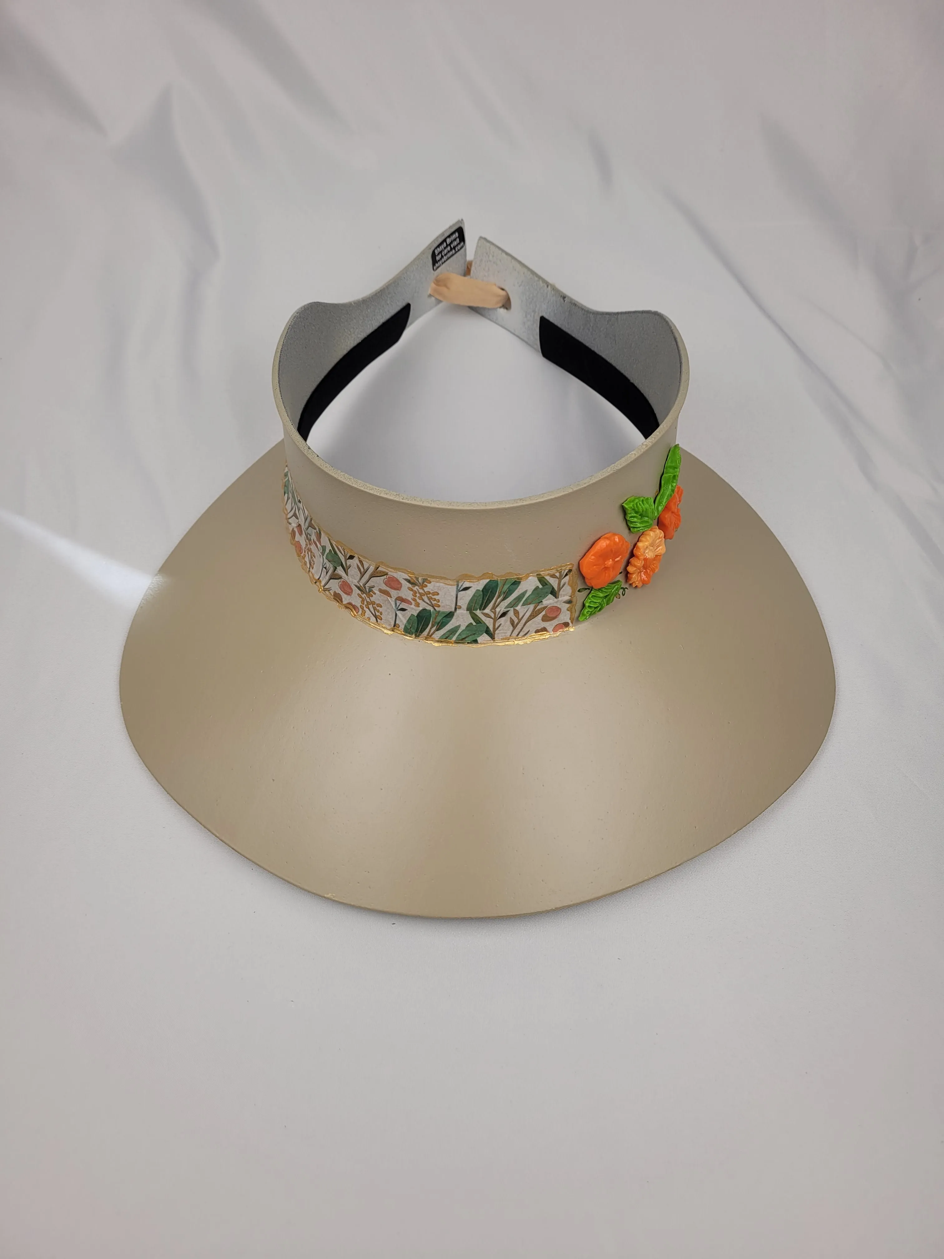 Beige "LadyEVA" Visor Hat with Orange Blossoms