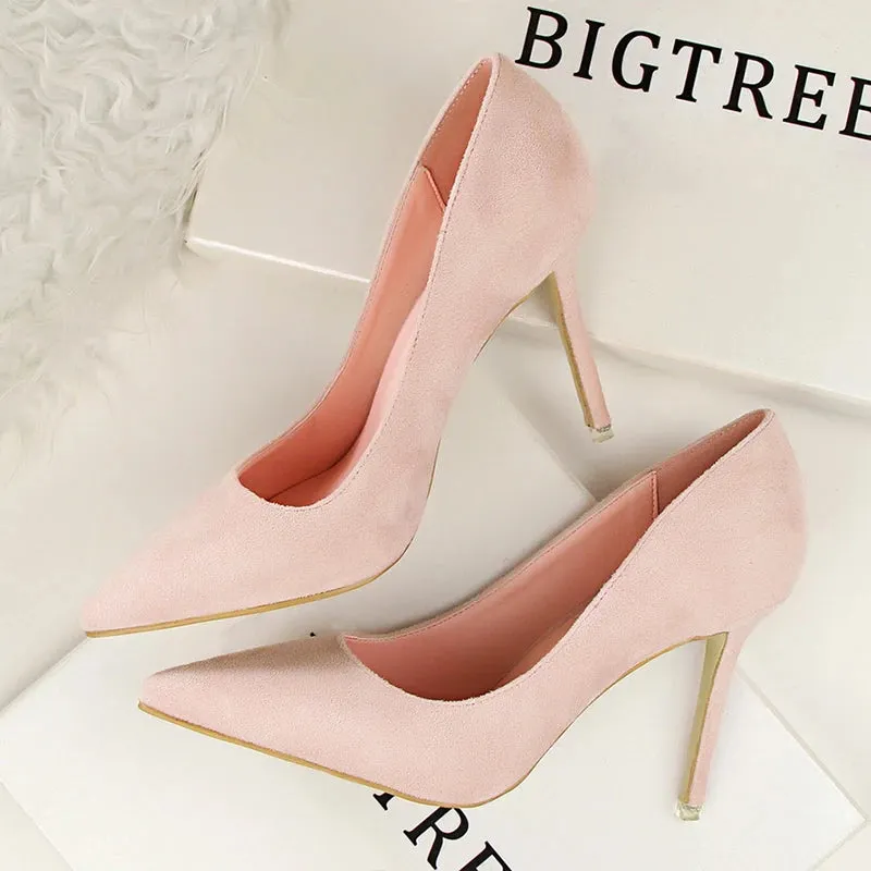 BIGTREE Shoes Woman Pumps Suede Women Shoes Pumps Stiletto High Heels Fashion Office Shoes Female Heeled Shoes Plus Size 42 43