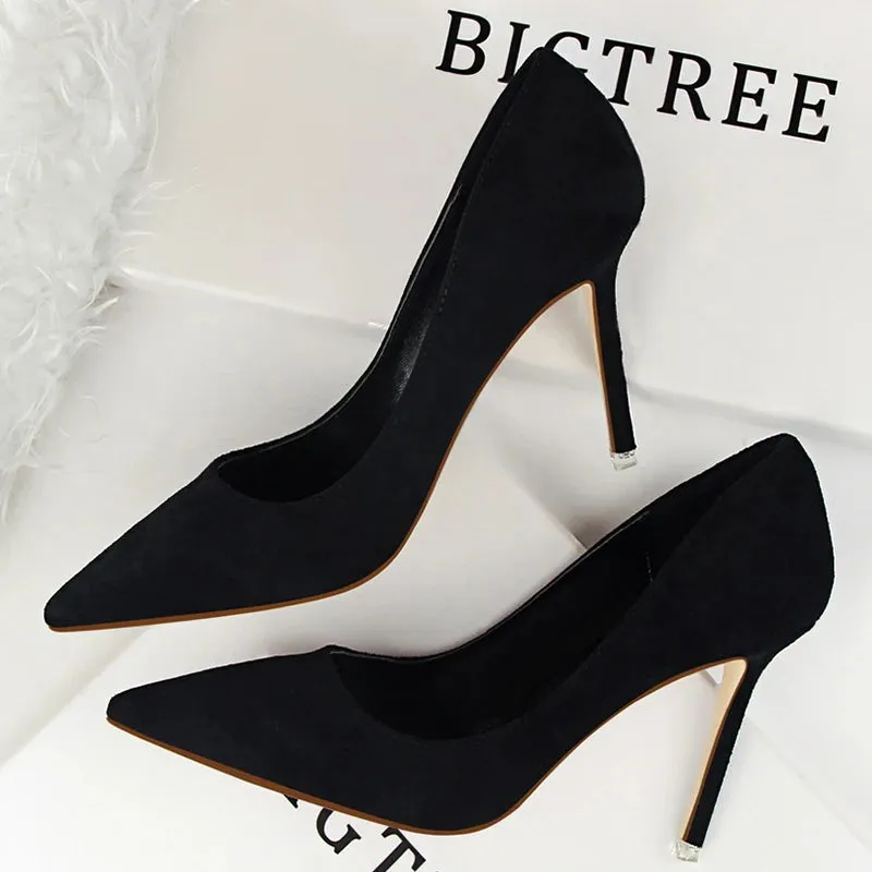 BIGTREE Shoes Woman Pumps Suede Women Shoes Pumps Stiletto High Heels Fashion Office Shoes Female Heeled Shoes Plus Size 42 43