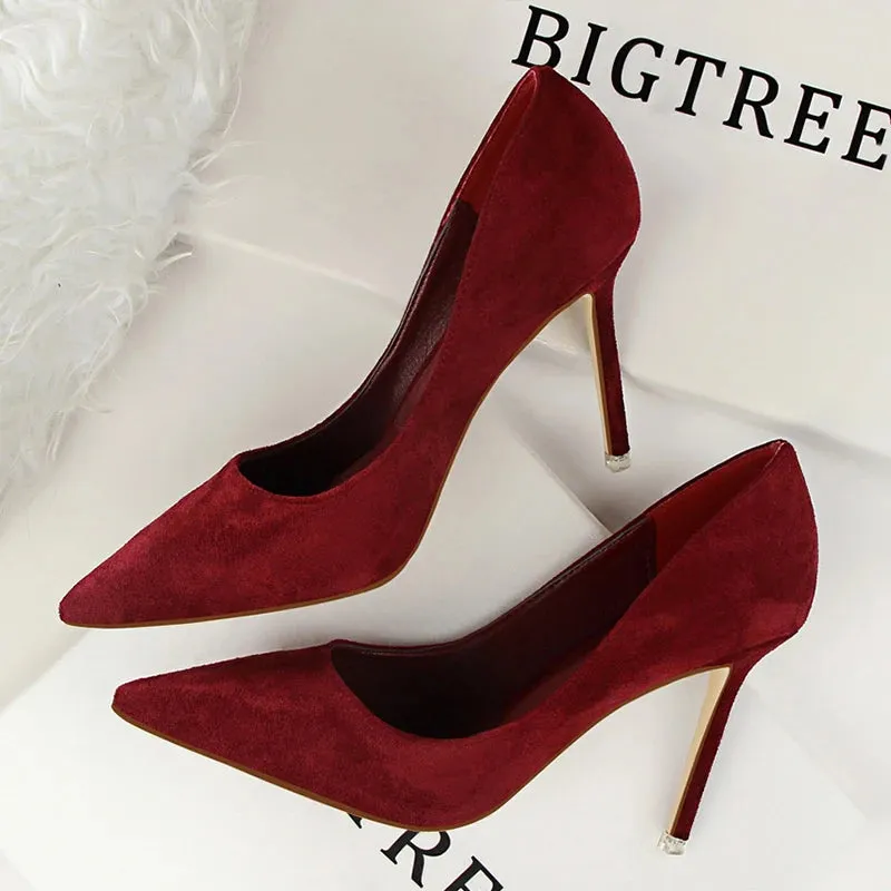 BIGTREE Shoes Woman Pumps Suede Women Shoes Pumps Stiletto High Heels Fashion Office Shoes Female Heeled Shoes Plus Size 42 43